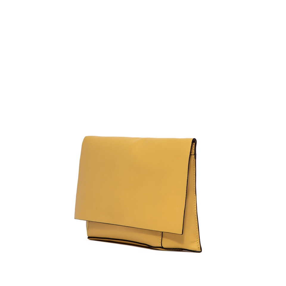 large yellow clutch bag